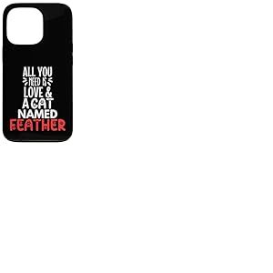 Design Plume avec nom de Chat – All You Need is Love! Coque pour iPhone 13 Pro
