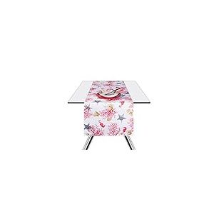 Excelsa Coral Runner, Coton, Blanc avec Motif Corail, 45x140