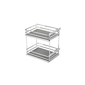 GTV - Organiseur de cuisine Movixpro | Équipement cargo | Système d'étagères extensibles | Largeur extérieure 500 mm | 2 étagères | Sans rails | Chromé