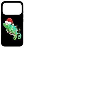 Christmas Lights Chameleon Wearing Xmas Hat Chameleon Lover Coque pour iPhone 17 Pro