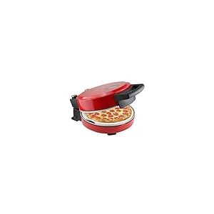 Bestron Four à pizza, pour des pizzas croustillantes en 5-10 minutes, four à pizza électrique avec une temperature de 320°C, y compris réfractaire pierre et 2 grandes spatules en bois, couleur: Rouge