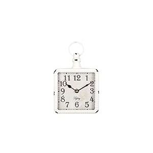 TRYLTRY Petite horloge murale rectangulaire rétro, fonctionne à piles, horloge murale noire silencieuse, décoration vintage, style ancien, pour ferme, cuisine, chambre, salle de bain, blanc rectangulaire