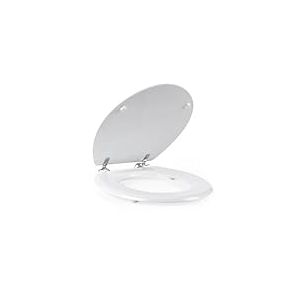 Beldray Abattant de Toilette Beldray 18 Pouces avec Charnières en Acier Inoxydable, Couvercle en Bois Blanc, Cuvettes WC 36 x 42.8 cm, Convient aux Toilettes Standard, Design Confortable et Élégant