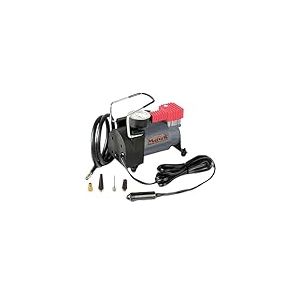 MAUK® Mini compresseur d'air comprimé pour voiture 12 V 10 bar – Pompe électrique pour voiture/pompe à air avec manomètre et 4 adaptateurs pour pneus, planche SUP, vélo, football, handball, ballons |
