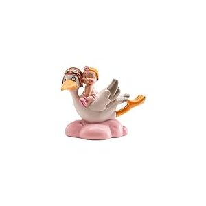 dekora - Figurine de D&eacute;coration de Bapt&ecirc;me Fille 10 cm, Cigogne Volant avec Un B&eacute;b&eacute;, Cake Topper pour G&acirc;teaux de Bapt&ecirc;me, Baby Shower et C&eacute;r&eacute;monies
