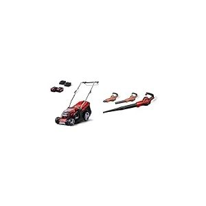 Einhell Tondeuse à Gazon sans Fil GE-CM 36/36 Li (Power X-Change, Moteur sans Charbon,Hauteur de Coupe à 6 Positions, avec 2 Batteries 4 Ah + 2 chargeurs) + Souffleur sans Fil GE-UB 18/250 Li E