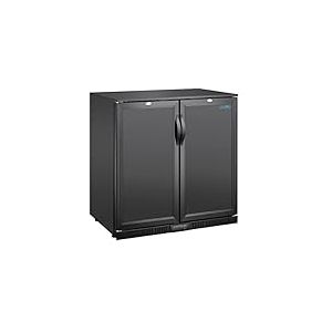 Polar Refrigeration G-series Arri&egrave;re bar &agrave; double porte 230W 198 litres, noir, 2 &deg; C &agrave; 8 &deg; C, 850 (H) x 900 (L) x 520 (P) mm, portes solides verrouillables, 4 &eacute;tag&egrave;res, classe &eacute;nerg&eacute;tique A, GE998