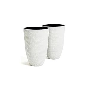 Worth Garden Lot de 2 Grands Pots de Fleurs Ronds en résine de 53,3 cm de Hauteur pour Plantes d'extérieur et Arbres – Finition Imitation Pierre en Plastique pour intérieur et Porche Avant 25,6 l