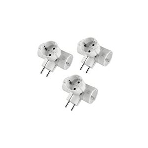 POLY POOL - PP2350.3 Adaptateur Prise Schuko Adaptateur avec 3 Prises Schuko Standard Allemande et Prise 16A Adaptateur Multiprise Blanc