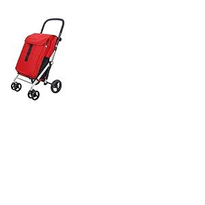 Carlett - Pack Shopping Trolley + Crochet Cadeau, Chariot de supermarché Pliable, 4 Roues, Grande capacité 32kg, Sac Principal 64L, Sac Thermique 10,5L et Poche arrière - Rouge - Couleur Rouge