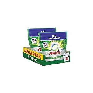 Ariel Professional 3en1 Pods, 140 Lavages (70 x 2 Capsules), Élimine Les Taches Incrustées, Dissolution Rapide, Original
