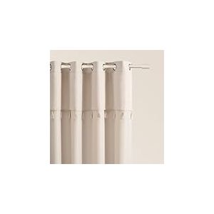 ROOM99 Rideau avec œillets Astoria 140 x 250 cm Largeur x Hauteur, Décoration de Fenêtre, Curtains et Draperies intérieurs pour Salon, Chambre Moderne Galon à Pompons Beige Clair, 1 pièce