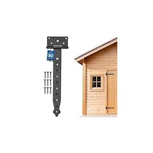 Kotarbau &ndash; Charni&egrave;re &agrave; penture droite de 100 &agrave; 400 mm &ndash; Pour volet, porte, portail, ferrure de jardin &ndash; Avec rev&ecirc;tement thermolaqu&eacute;, noir (Lot de 6)