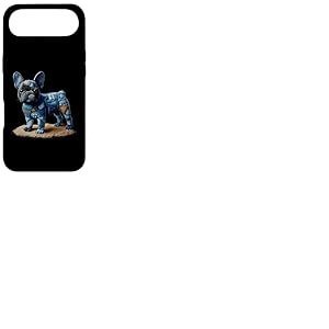 Bulldog Motif Patchwork Art Bouledogue Fran&ccedil;ais en Denim Chien Coque pour iPhone Air