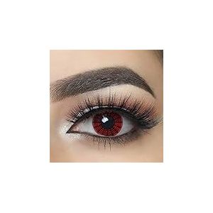MYSA LENS® Lentilles De Contact De Couleur Fantaisie Crazy Lens Cosplay Yeux Rouge Toile D'araignée Solution Pour Lentilles 10ML Etui Offert 12 Mois sans correction