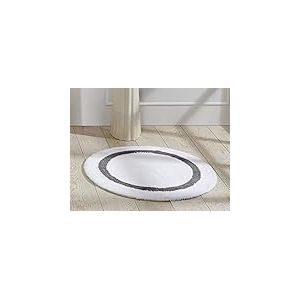 Better Trends 100% Coton Motif Piste de Course, Blanc et Gris, 76,2 cm Rond