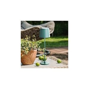 Lightbox LED lampe de table pour int&eacute;rieur & ext&eacute;rieur | 37 cm / 23 cm de hauteur, &Oslash; 10 cm | lampe de table d'ext&eacute;rieur vert iceberg avec variateur tactile | mobile/sans fil/portable |