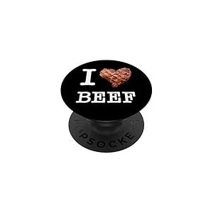 Amateurs de bœuf : "I Love Beef"_texte blanc PopSockets PopGrip Adhésif