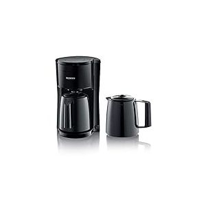 Severin Cafetière Filtre Isotherme, 1 000W, 1L, Jusqu'à 8 tasses, 2 Verseuses Isothermes soit 16 tasses, Couvercles de Filtration, Noir, KA 9307