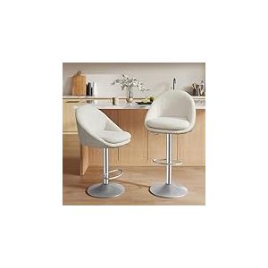 VASAGLE Tabouret de Bar, Lot de 2, Chaise de Cuisine, Réglable en Hauteur, Pivotant à 360°, avec Dossier, Socle, Repose-Pieds, Acier, pour Comptoir, Bar, Salle à Manger, Blanc Crème LJB110W01