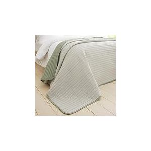 Catherine Lansfield Couvre-lit matelass&eacute; r&eacute;versible &agrave; Rayures Vert 220 x 230 cm