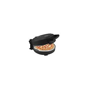 Bestron Four à pizza, pour des pizzas croustillantes en 5-10 minutes, four à pizza électrique avec une temperature de 320°C, y compris réfractaire pierre et 2 grandes spatules en bois, couleur: Noir