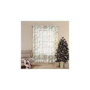 No. 918 Balsam Panneau de Rideau Transparent avec Passe-Tringle, Motif Sapin de No&euml;l, 94 x 160 cm, Vert pin