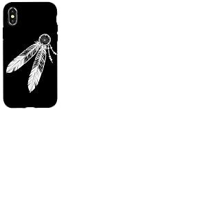 Boho Plume Dreamcatcher Design Tribal Feather Line Art Coque pour iPhone X/XS
