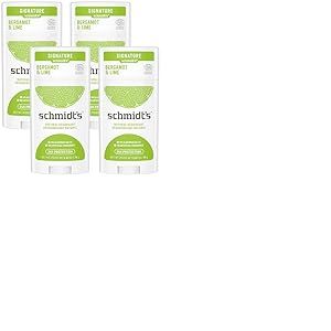 Schmidt's Déodorant Stick Signature Bergamote et Citron Vert, Efficace 24h, 100% Origine Naturelle, Certifié naturel et Vegan, Testé Dermatologiquement, 75g (Lot de 4)