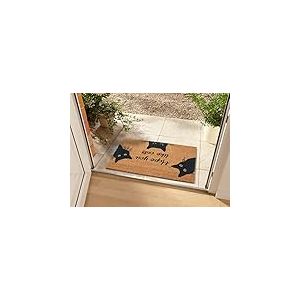 Hanse Home Paillasson en Coco pour l'int&eacute;rieur - Naturel - Motif Chat - R&eacute;sistant aux intemp&eacute;ries et antid&eacute;rapant - pour Couloir, terrasse, entr&eacute;e - 45 x 75 cm