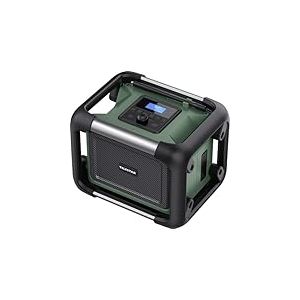 TELESTAR Top Or 20 &ndash; Radio de Chantier Robuste (Dab+, Bluetooth, Compatible avec Les Batteries Makita, DeWalt, Bosch, Milwaukee, 80 W st&eacute;r&eacute;o, USB, Fonctionnement sur Batterie/Secteur) &ndash; Vert/Noir