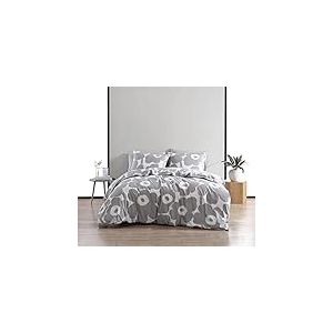 MARIMEKKO - Queen Duvet Cover Set, Cotton Bedding with Matching Shams & Botton Closure, All Season Home Decor (Unikko Grey, Queen)