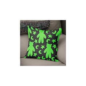 BonaMaison Housse de Coussin Motif, Vert Fluo et fumée Taie d'oreiller pour Lit Voiture Canapé Maison Salon Chambre, Décoration D'intérieur, 43x43cm - Conçu et Fabriqué en Turquie