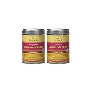 Herbaria Couleurs de Jaipur Curry Indien Bio pour Viande/L&eacute;gumes/Poissons et Tofu Bo&icirc;te 80 g (Lot de 2)