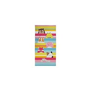 Character World Squishmallows Serviette Officielle pour Enfants | Toucher Super Doux, Motif Rayures | Parfait pour la Maison, Le Bain, la Plage et la Piscine | Taille Unique 70 cm x 140 cm
