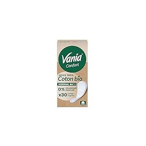 Vania | Prot&egrave;ge-slips Confort Voile 100% Coton Bio Normal (bo&icirc;te de 30) &ndash; Prot&egrave;ge-lingeries sans parfum et sans colorant &ndash; Protection hygi&eacute;nique respirante pour une sensation naturelle