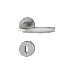 Hoppe 3369866 New York Poign&eacute;e de porte avec rosace, rosace avec trou ovale, en aluminium, aspect acier inoxydable