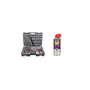 BGS Diy 15216 | Coffret de douilles | 6,3 mm (1/4") / 10 mm (3/8") / 12,5 mm (1/2") | 216 pièces & WD-40 Specialist • Super Dégrippant • Spray Double Position • Efficacité Immédiate
