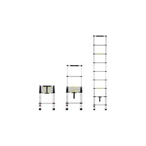 VEVOR &Eacute;chelle T&eacute;lescopique Aluminium, 2,6 m, Escabeau Extensible Capacit&eacute; 170 kg, avec Pieds Antid&eacute;rapants, &Eacute;chelle Compacte Portable Pliable R&eacute;traction &agrave; Un Bouton, pour R&eacute;paration Maison Camping-car