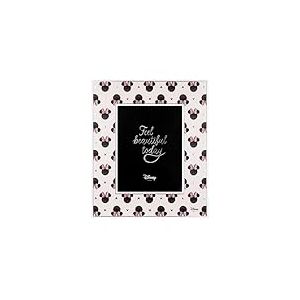 VALENTI & CO. - Disney Mickey et Minnie - Cadre en bois 18 x 24 cm - Cadre photo de table avec détails en argent - Idée cadeau pour bébé ou cadeau baptême - Cadre photo pour chambre d'enfant