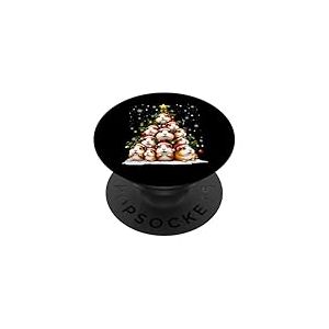 Pyjama de No&euml;l Amusant en Forme de Sapin de No&euml;l et Cochon d'Inde PopSockets PopGrip Adh&eacute;sif