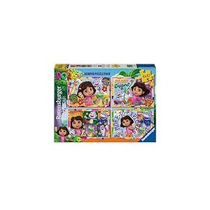 Ravensburger - Puzzle Dora, Collection Bumper Pack 4X42, Idée Cadeau pour Enfants 4+ Ans, Jeu Éducatif et Stimulant, 4 Puzzles de 42, 36 x 26 cm