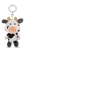 62245 Porte-clés avec peluche au motif de vache Cowluna, 10 cm, blanc, compagnon fidèle pour sac à dos ou sac à main, pour petits et grands