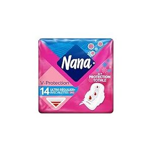 Nana Ultra Régulier Plus Deo Serviettes Hygiéniques avec Ailettes, 250g