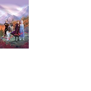 AG Design Elsa avec des Amis sur Une Plate-Forme de Montagne Frozen 2 Disney Rideaux pour Chambre d'enfant, 1 pi&egrave;ce, Multicolore, 140 x 245 cm