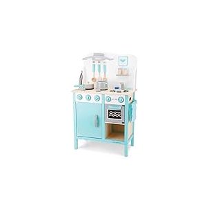 New Classic Toys Cuisine Enfant en Bois Jeu d&rsquo;Imitation &Eacute;ducative pour Enfants Bon Appetit DeLuxe Bleu