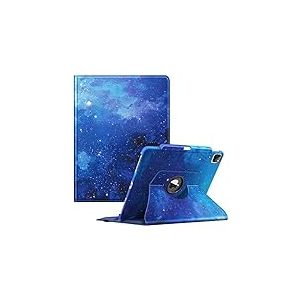 FINTIE Étui rotatif compatible avec iPad Pro 12,9" (2022/2021/2020/2018, 6e/5e/4e/3e génération) - Coque de protection pivotante à 360 degrés avec porte-crayon, mise en veille/réveil automatique, ciel
