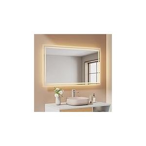EMKE Miroir Salle de Bain avec &Eacute;clairage, 60x100 cm, Anti-Bu&eacute;e, 2 Temp&eacute;ratures de Couleur (Blanc Chaud/Blanc Froid), Interrupteur &agrave; Bascule, Horizontale/Verticale, Miroir LED，IP44