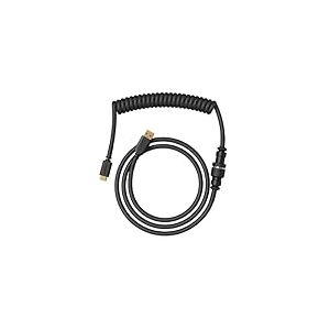 Glorious Gaming - Câble Spiralé Premium pour Claviers - Phantom Black, Plaqué Or USB-A (PC) vers USB-C (Clavier), Protection Contre Les Nœuds, Gaine Double Tressée, Connecteur Aviateur 5 Broches