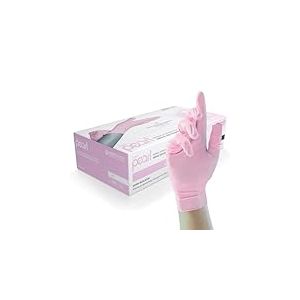 Unigloves Pink Pearl gants d'examen en nitrile - gants jetables polyvalents, non poudr&eacute;s et sans latex - bo&icirc;te de 100 gants, rose, taille S (GP0052)